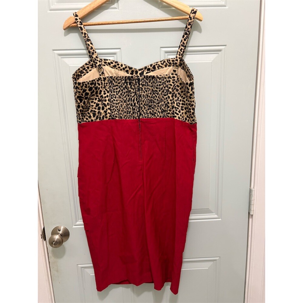 Torrid Dress Womens Plus Size 16 Red Leopard Print Midi Sheath Bustier - Picture 5 of 11